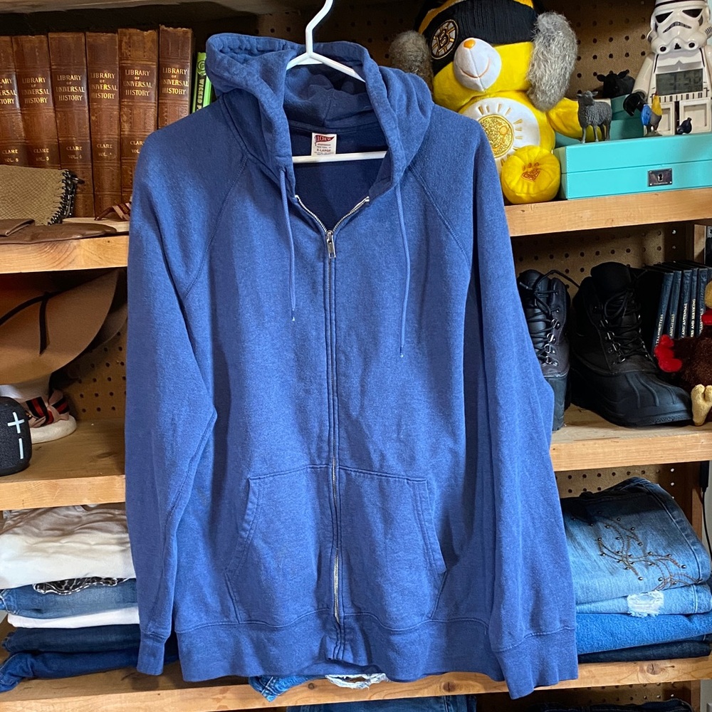 J.Crew Sportswear Zip-Up Hoodie Sweatshirt XL Blue